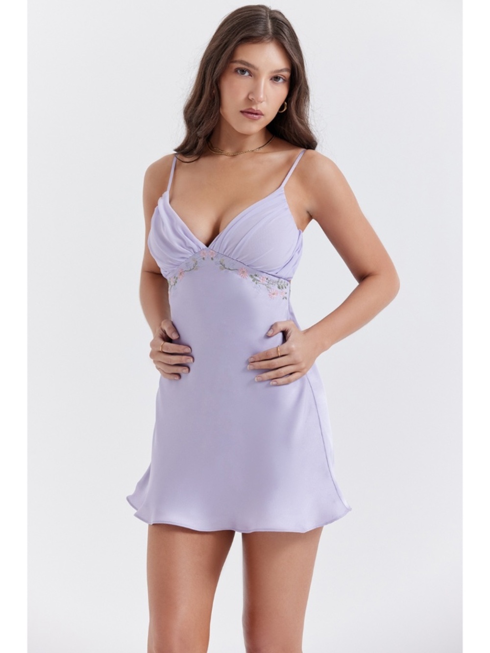 NEW House of CB Christa Embroidered Lavender Dress Large+ (XL) Plus Cup - Picture 10 of 17